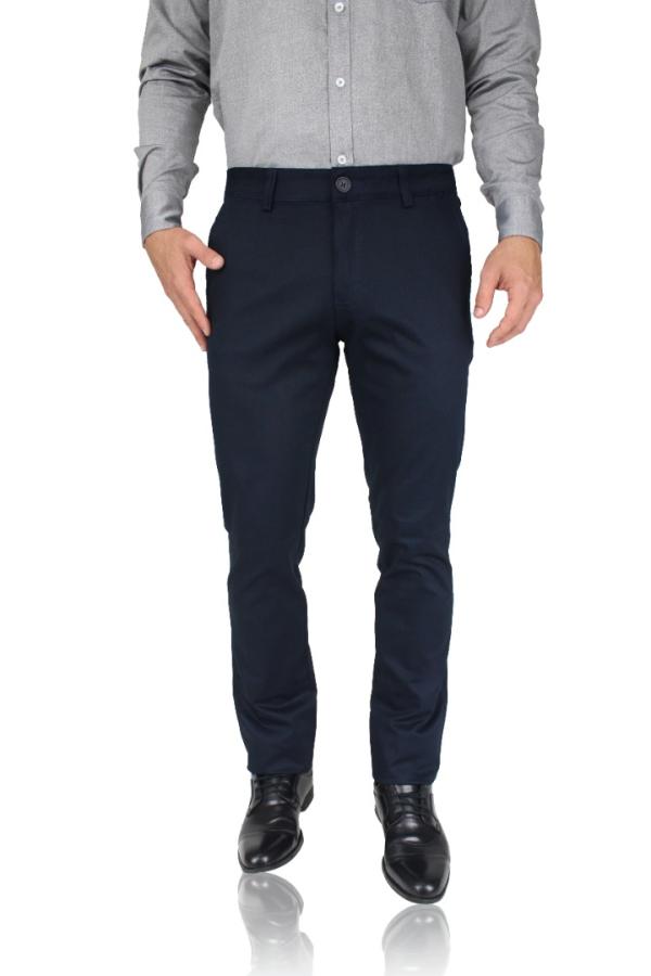 Pantalón Stretch de Vestir Color Azul Marino Slim Fit Para Caballero